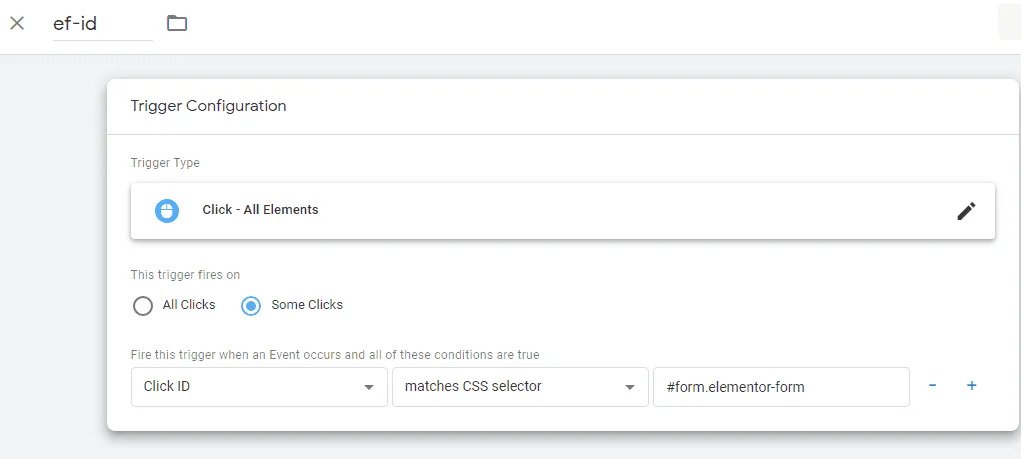 Elementor form click element trigger