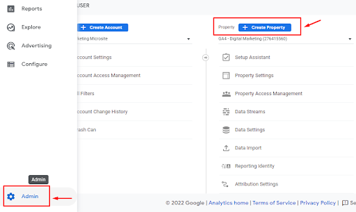 GA4 property and data stream